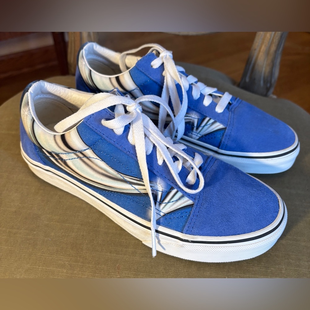 Vans NWOB Old Skool Warp Sneaker 5.5M/7W Nebulas Blue/Chrome